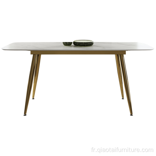 Table à manger en marbre avec pied en acier inoxydable pour petit appartement